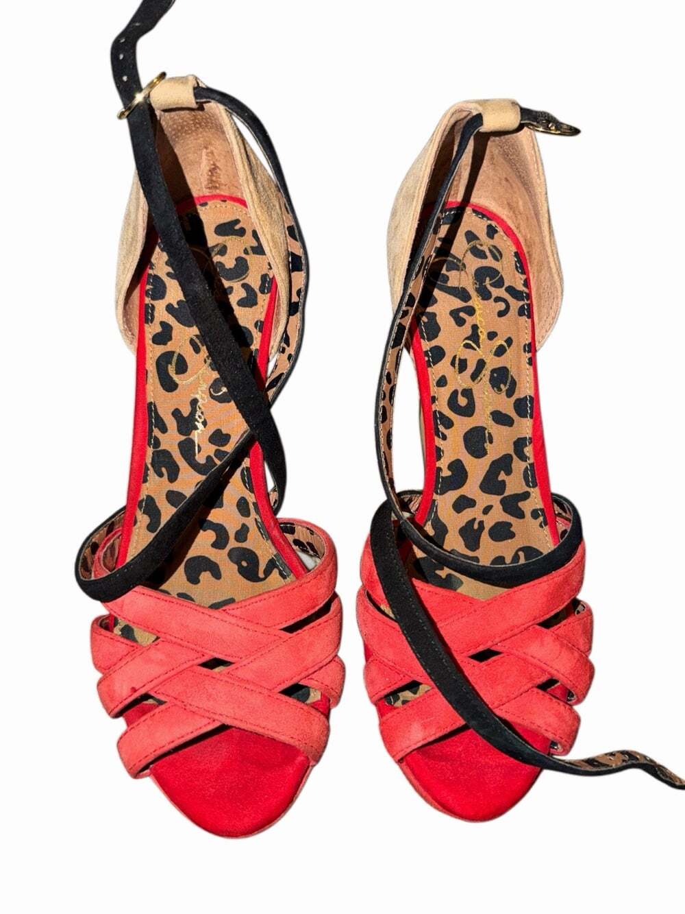 Red & Black Cheetah Print Suede Jessica Simpson Stiletto High Heels